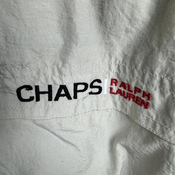 Vintage Chaps Ralph Lauren Jacket Large Tan Hooded Windbreaker Pullover Russia - Picture 4 of 7